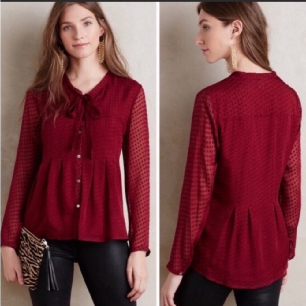 Anthropology meadow Rue silk blend Top